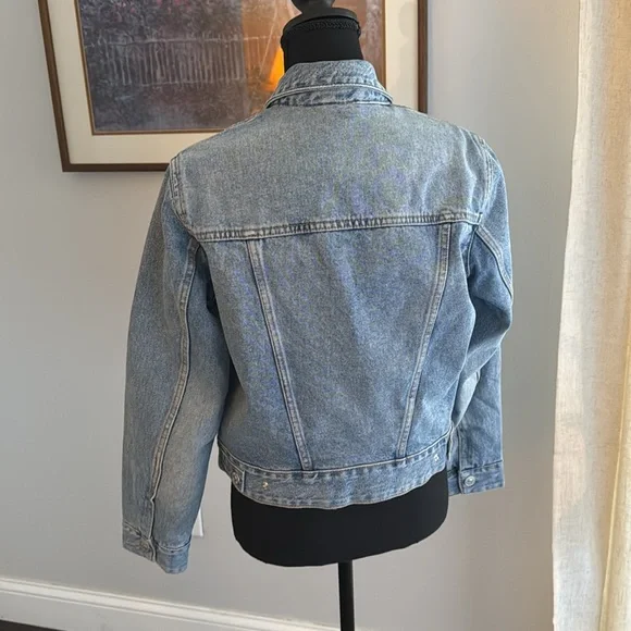 Zara Sherpa Lined Denim Jacket - Size Medium - Picture 6 of 9